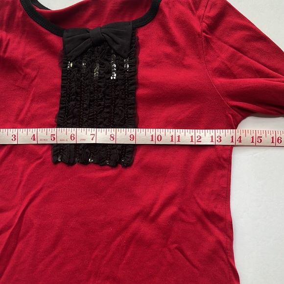 Harajuku Mini for Target Red Long Sleeve Tee Bow Tulle & Sequins - Picture 8 of 11